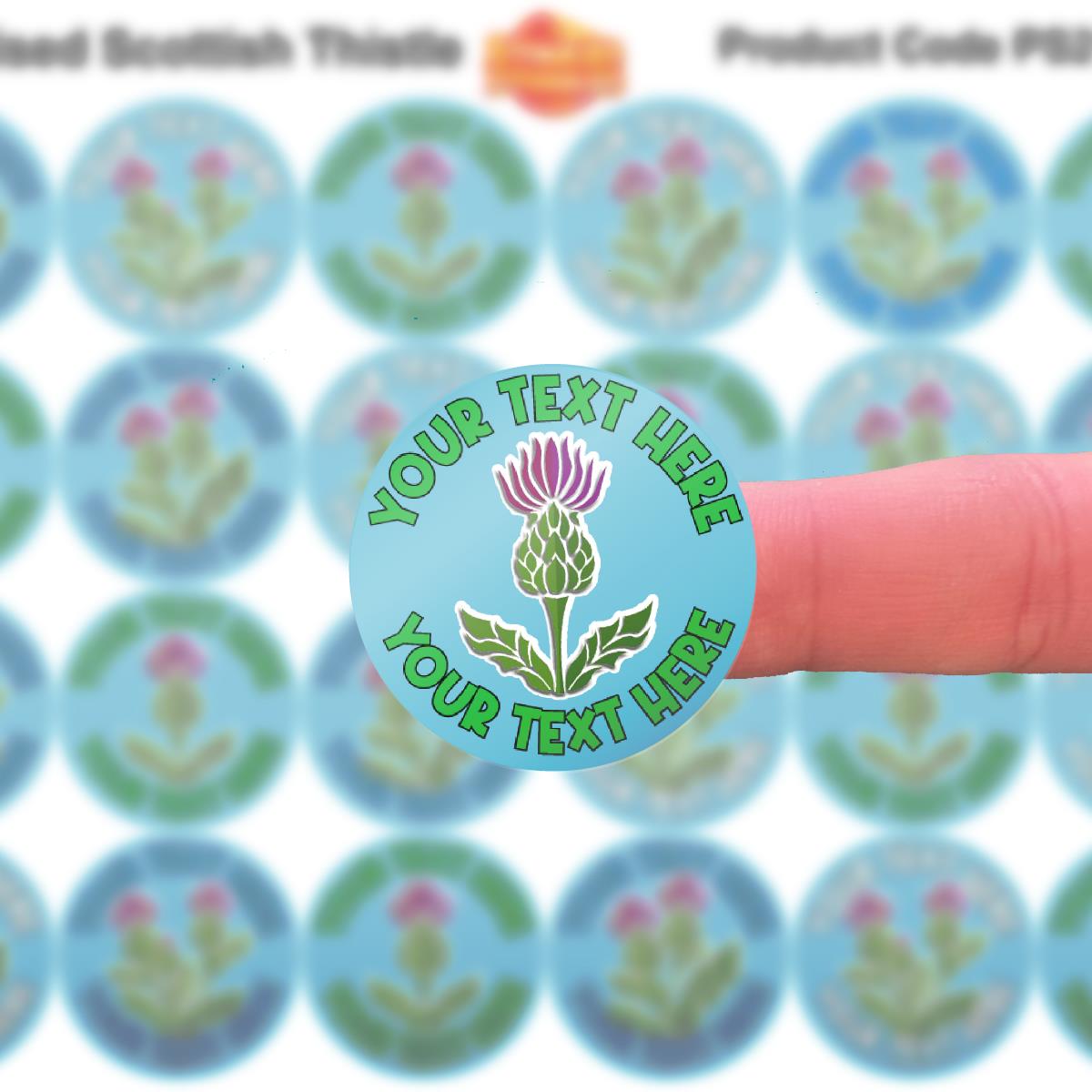 144 Personalised Scottish Thistle 30mm Reward Stickers for School Teachers, Parents
