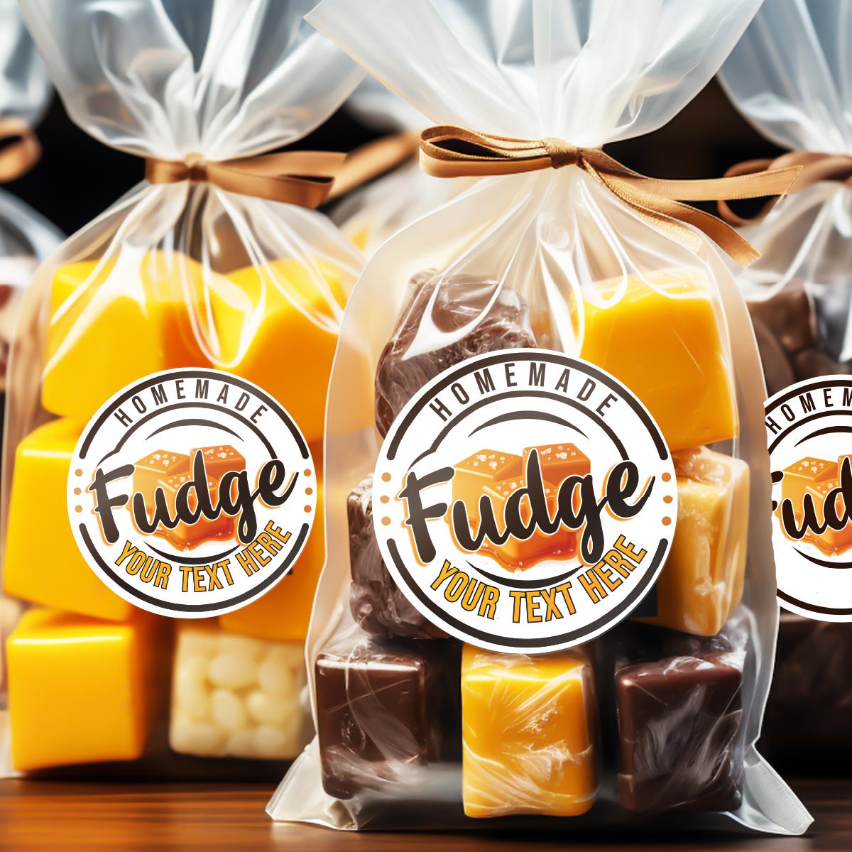 144 Personalised Homemade Fudge 30mm Reward Stickers for Small Businesses, Childrens Crafts, Baking