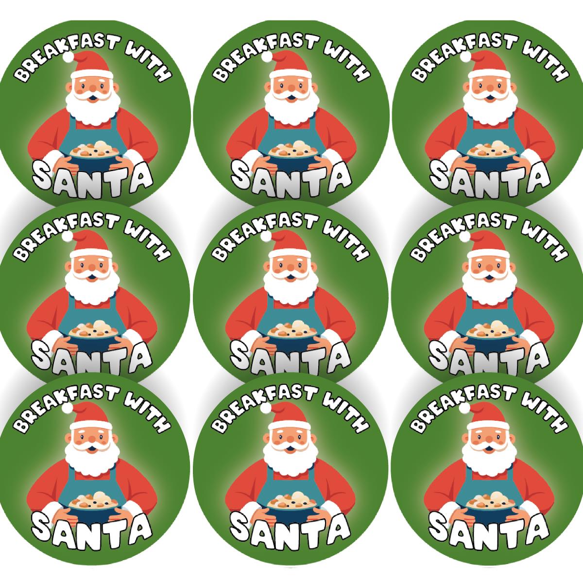 144 Breakfast with Santa 30mm Reward Stickers for School Teachers, Parents and Nursery