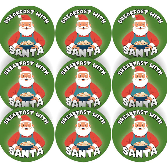 144 Breakfast with Santa 30mm Reward Stickers for School Teachers, Parents and Nursery