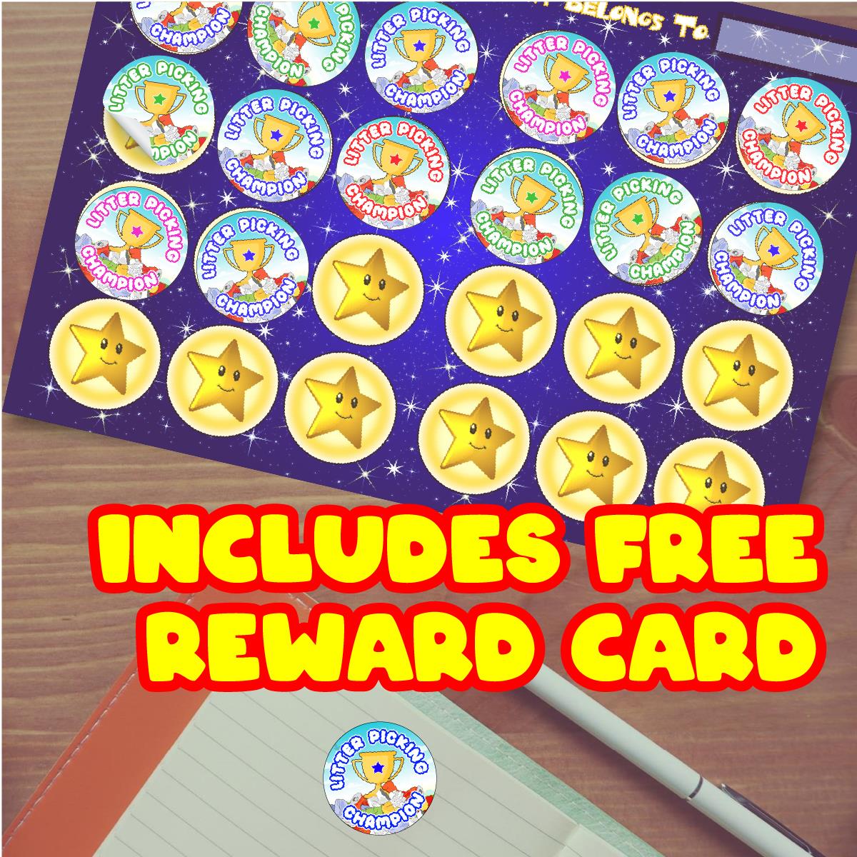 144 Litter Picking Champion 30mm Reward Stickers for School Teachers, Parents and Nursery