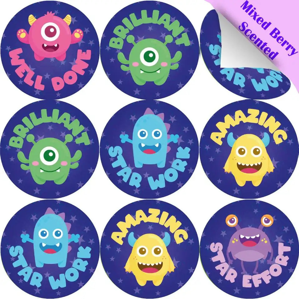120 Mixed Berry Star Aliens Themed Scented Teacher Reward Stickers ...