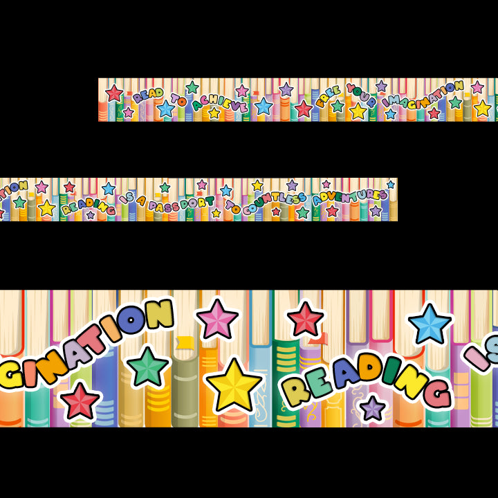 Reading Books and Quotes Classroom Trimmers 14.25m long Notice Board Book Day Display Borders