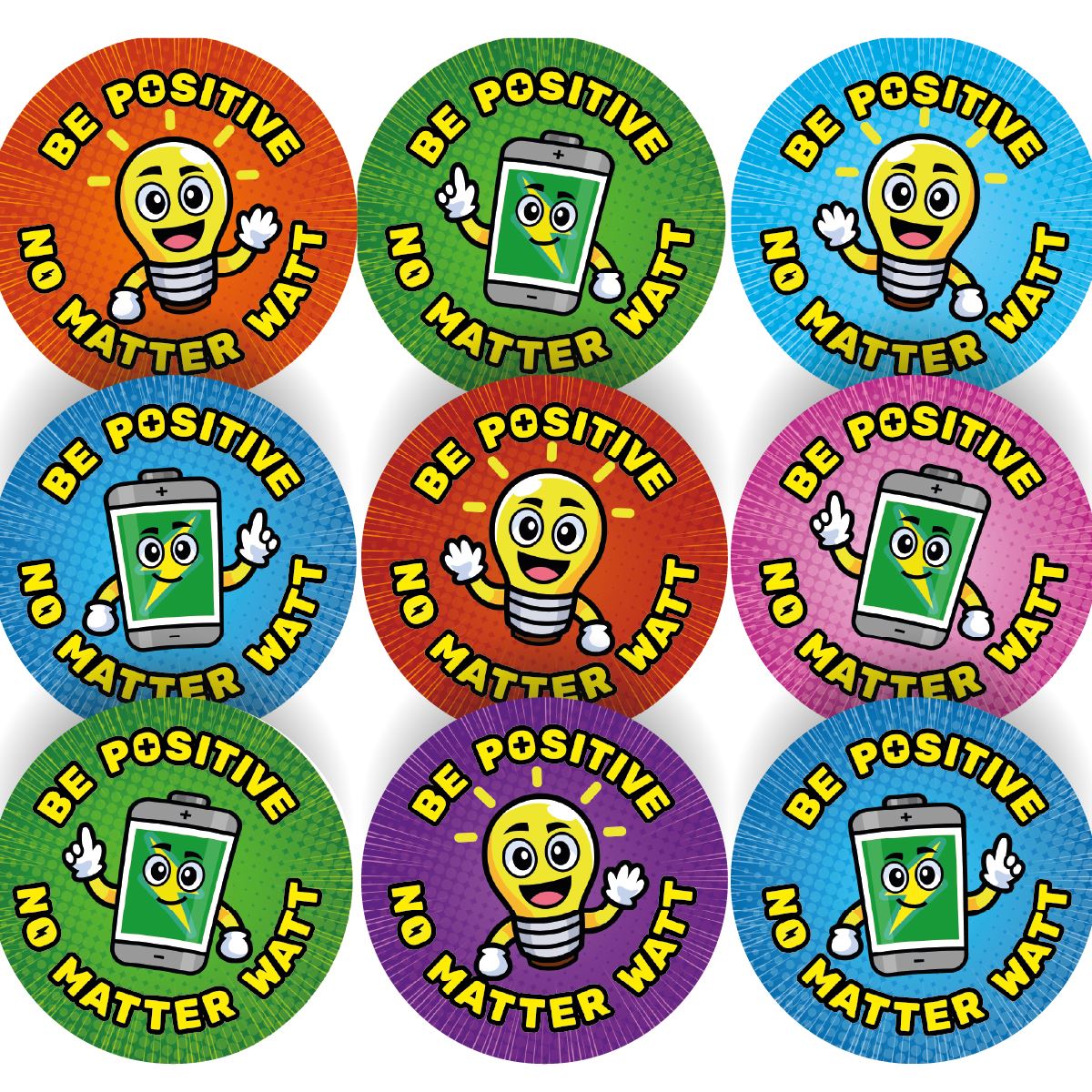 144 Be Positive  - 30mm - Glossy Reward Stickers for Teachers & Parents