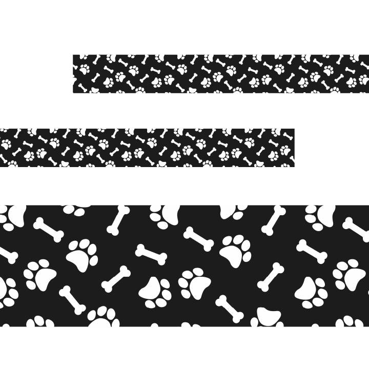 Black Paw Prints Classroom Trimmers 14.25m long Notice Board Book Day Display Borders