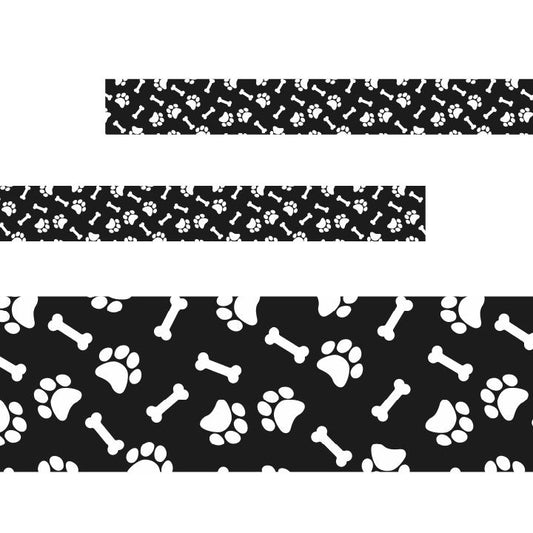 Black Paw Prints Classroom Trimmers 14.25m long Notice Board Book Day Display Borders