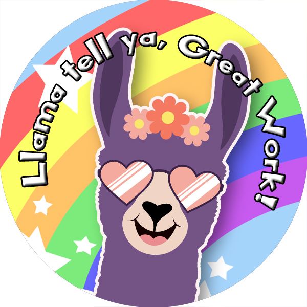 144 Llama Praise Words 30mm Reward Stickers for Teachers and Parents