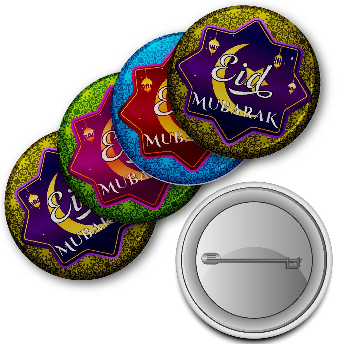 Eid Mubarak - End Of Ramadan Badge 38mm (Pack of 20 Pin Badges - 38mm)