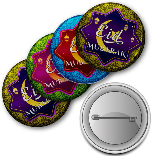 Eid Mubarak - End Of Ramadan Badge 38mm (Pack of 20 Pin Badges - 38mm)