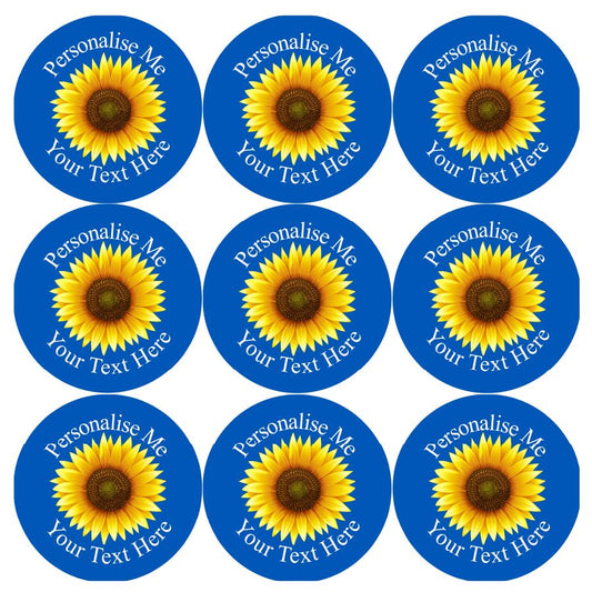 144 Sunflower Personalised 30mm Glossy Stickers Crafting Gift Packaging Seal Labels