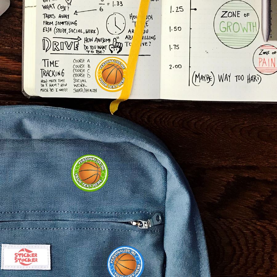 144 Personalised 30mm Basketball Reward Stickers for School Teachers, Parents and Nursery