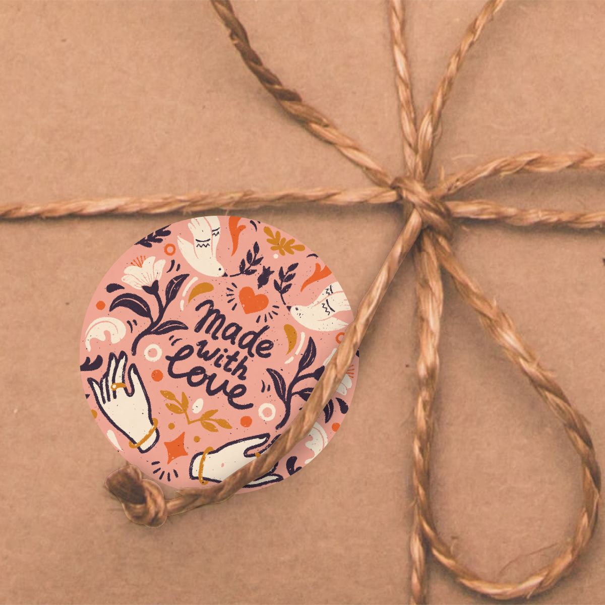 144 Handmade Sewing  30mm Stickers Glossy  Crafting Gift Packaging Seal Labels