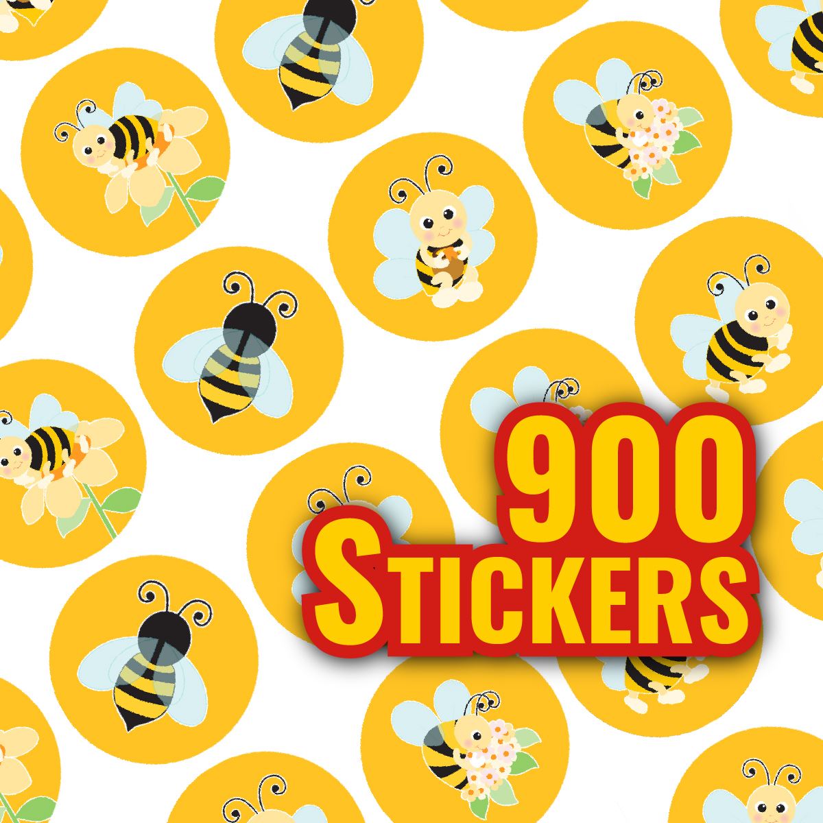 900 Mini Buzzing Bees Dot 10mm Spot Reward Stickers for Teachers and Planner Charts