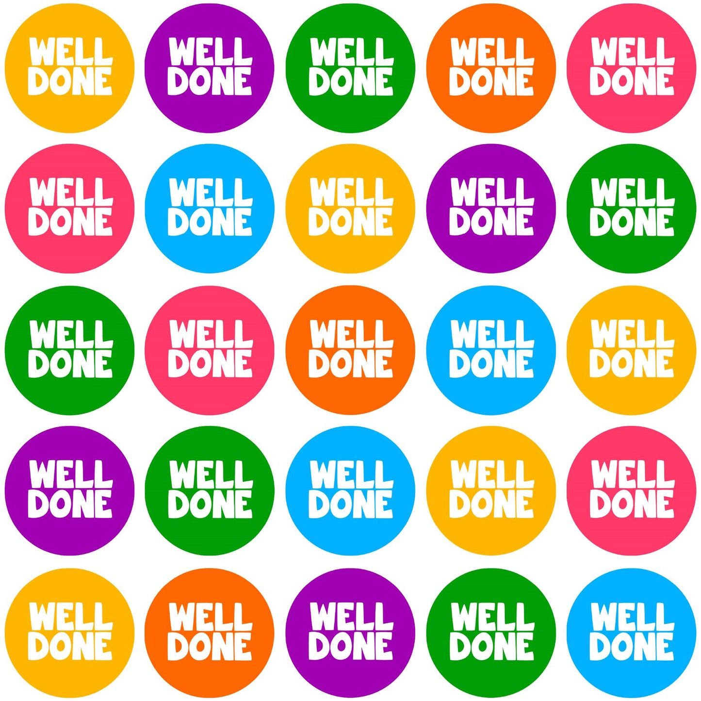 900 Colourful Mini Well Done Dots 10mm Glossy Teacher Reward Stickers Spot Stickers Journal Stickers