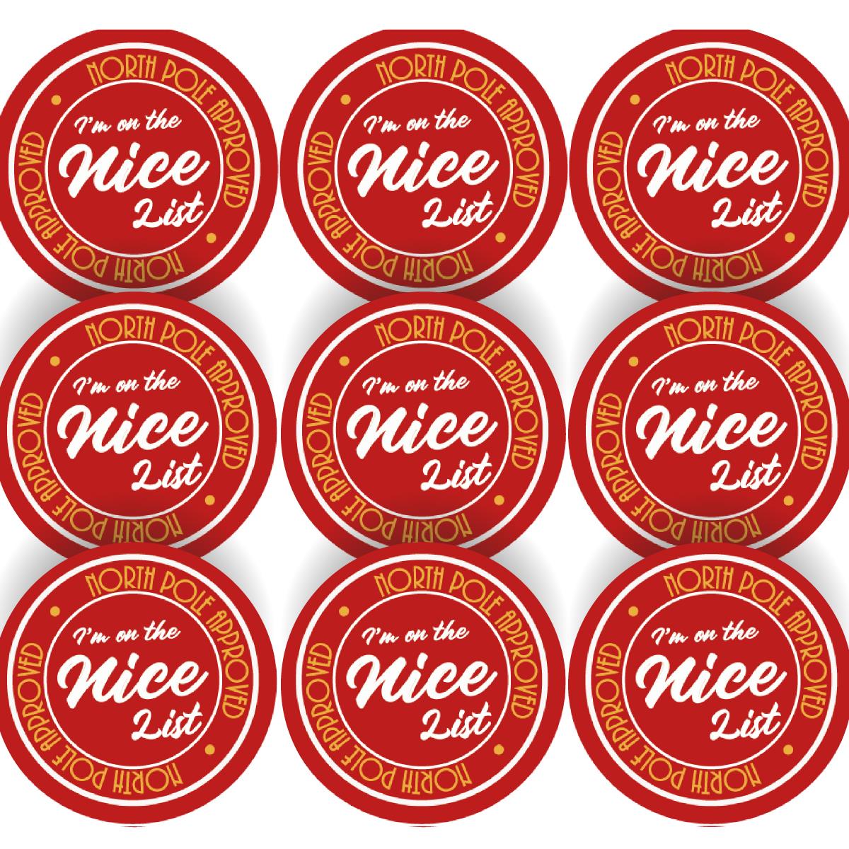 144 Nice List Approved 30mm Reward Stickers for Schools, Grotto's, Christmas Fairs