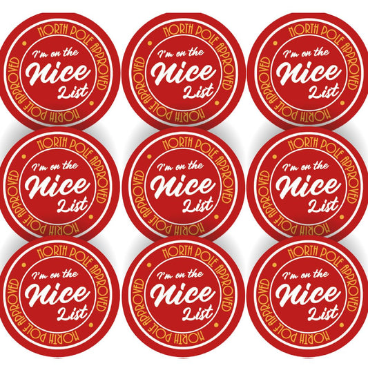 144 Nice List Approved 30mm Reward Stickers for Schools, Grotto's, Christmas Fairs