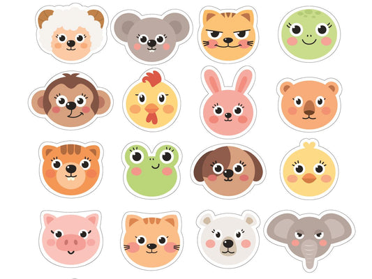 288 Cute Animal Faces 20mm Shaped Children's Reward Stickers for School Teachers or Nurses