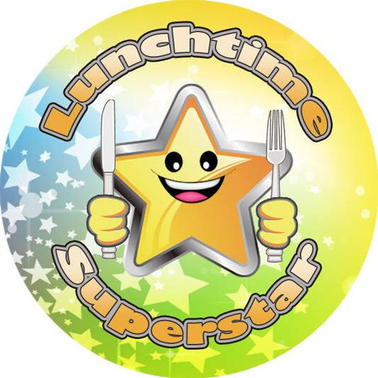 144 Lunchtime Superstar 30mm Reward Stickers for Teachers, Parents and Party Bags