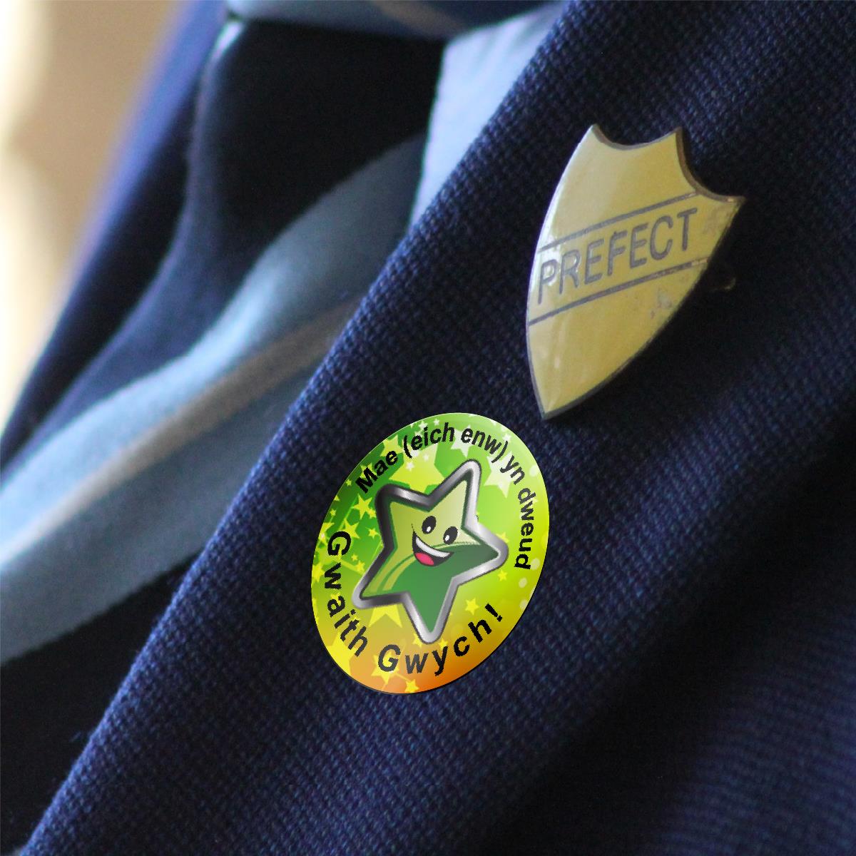 144 Personalised Welsh Superstar 30mm Reward Stickers for School Teachers, Parents and Nursery