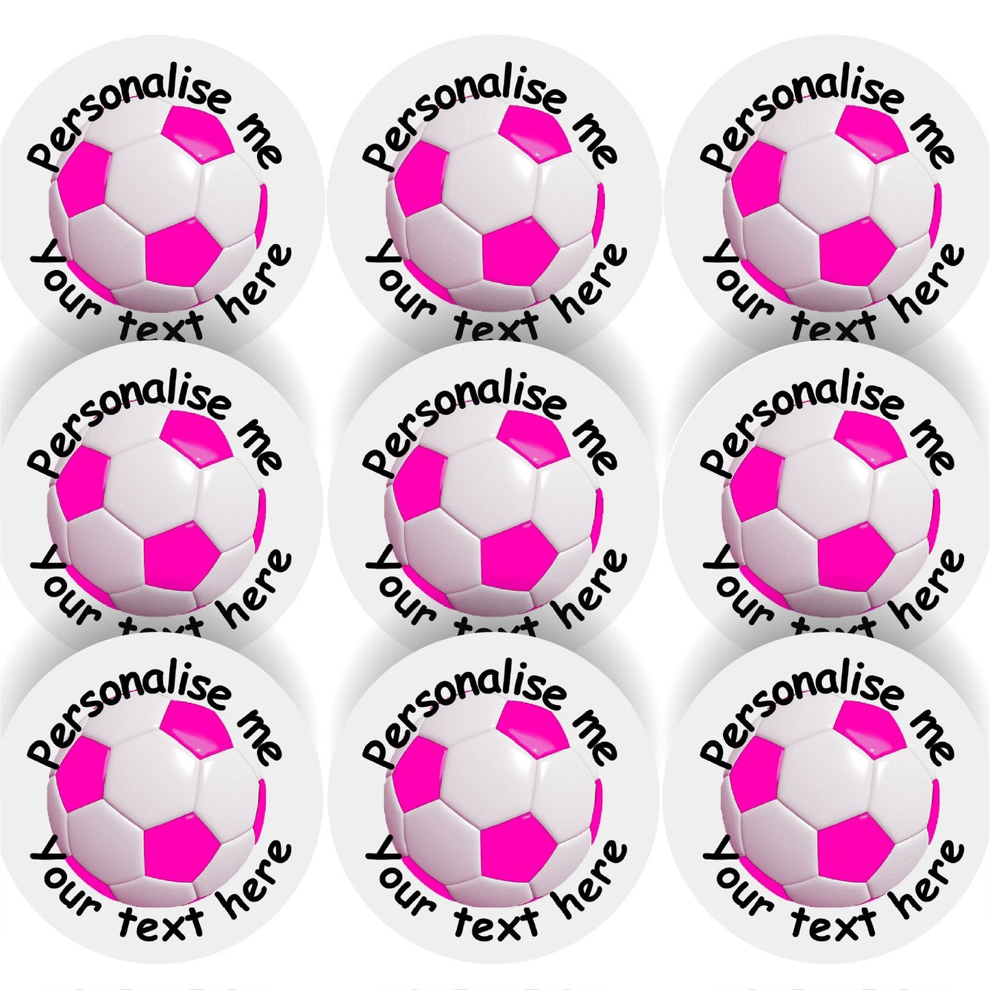 144 Personalised Pink Football 30mm Reward Stickers for School Teachers, Party Bag, Parents and Nursery