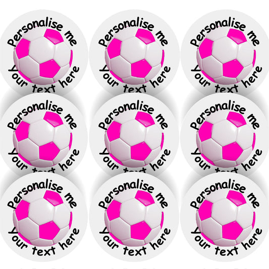 144 Personalised Pink Football 30mm Reward Stickers for School Teachers, Party Bag, Parents and Nursery