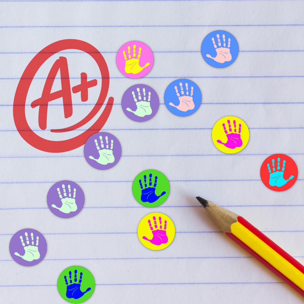 900 Mini Hi-Five Hands 10mm Spot Reward Stickers for Teachers and Planner Charts