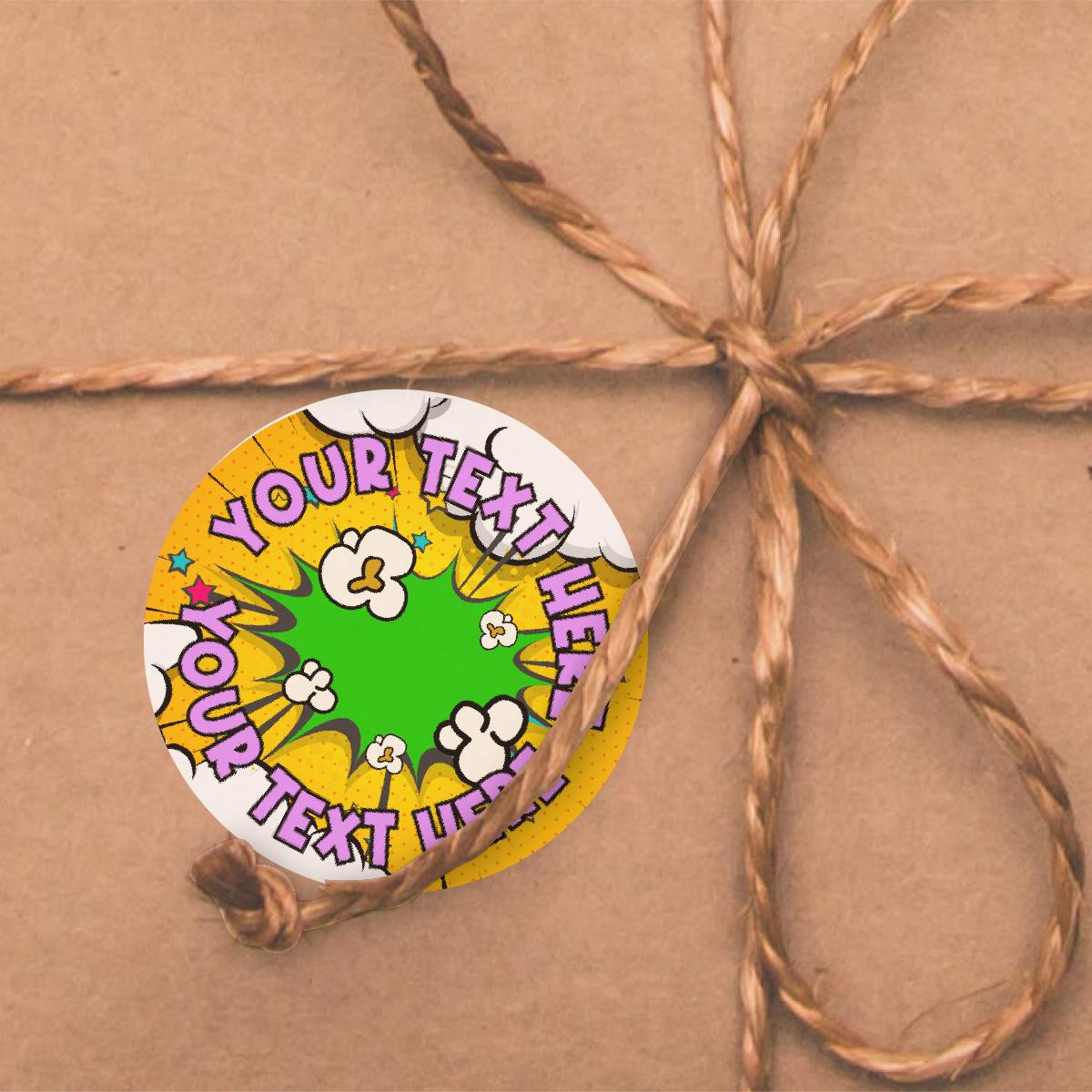 120 Popcorn POP! Scented Personalised Stickers - 30mm - School Teachers Parents