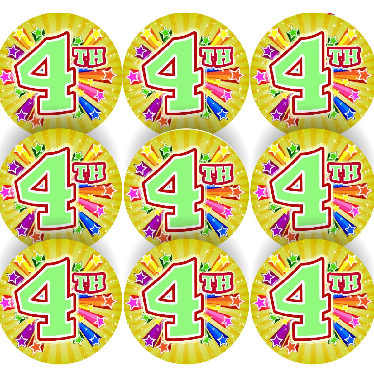 144 4th place Sports Day Star 30mm Reward Stickers for Teachers, Parents and Schools