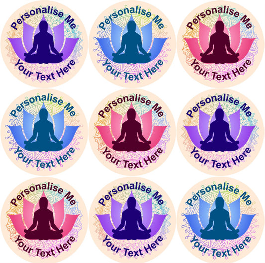 144 Personalised Lotus Yoga/Meditation 30mm Reward Stickers for School Teachers, Parents and Nursery