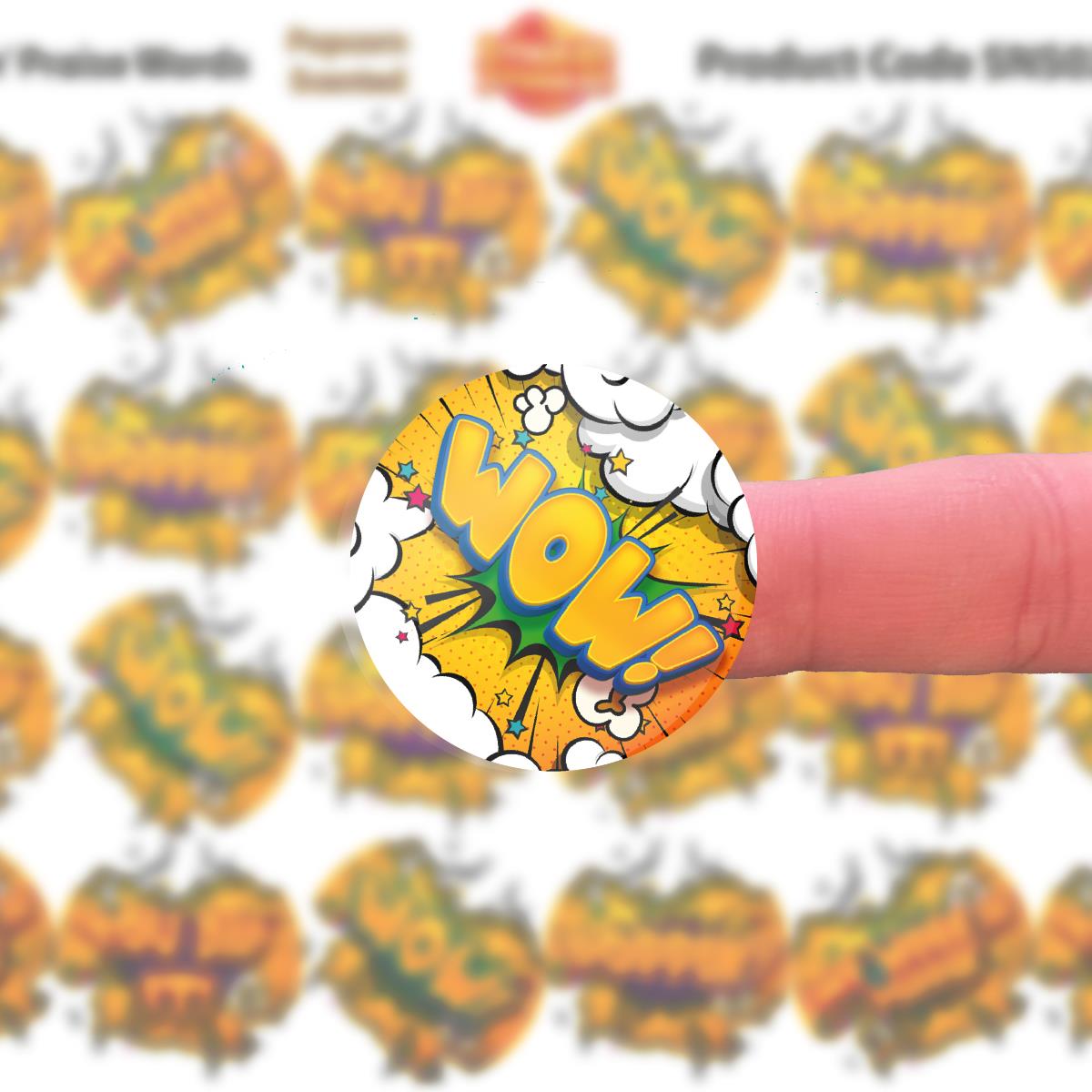 120 Popcorn Poppin' Praise Words 30mm Scented Reward Stickers for Teachers, Parents and Party Bags