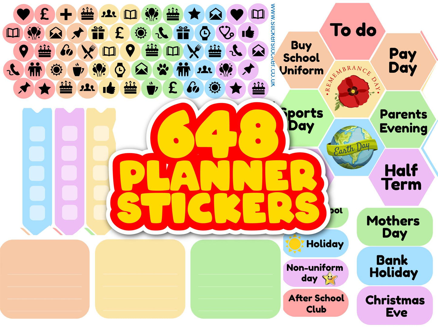 672 Parent Planner Stickers, Daily Routine Organiser Journal Stickers