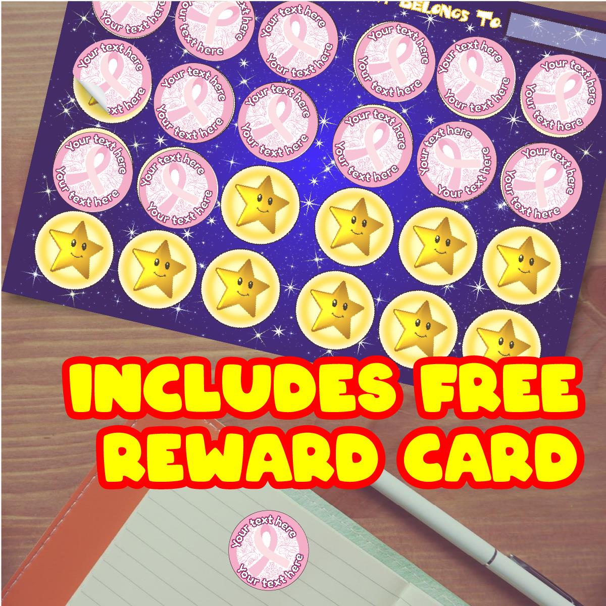 144 Breast Cancer Awareness Personalised 30mm Stickers Teachers, Parents, Schools