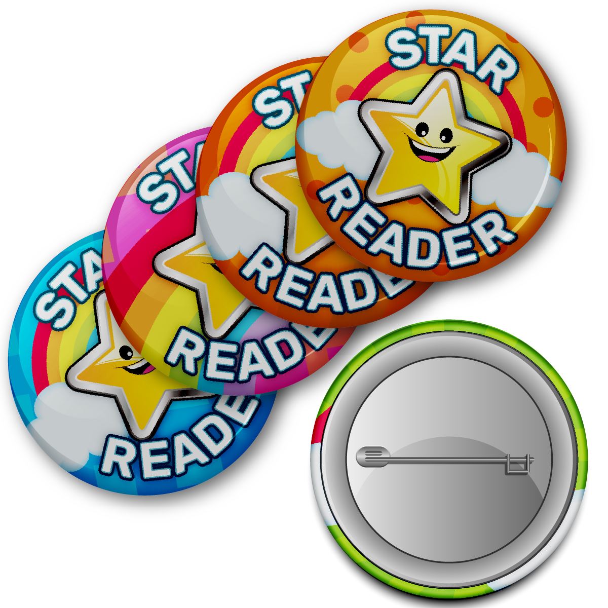 Star Reader Reward Button Badges (Pack of 20 Pin Badges - 38mm)