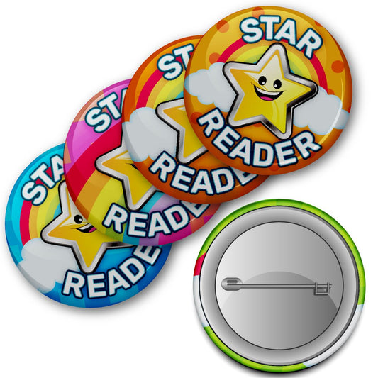Star Reader Reward Button Badges (Pack of 20 Pin Badges - 38mm)
