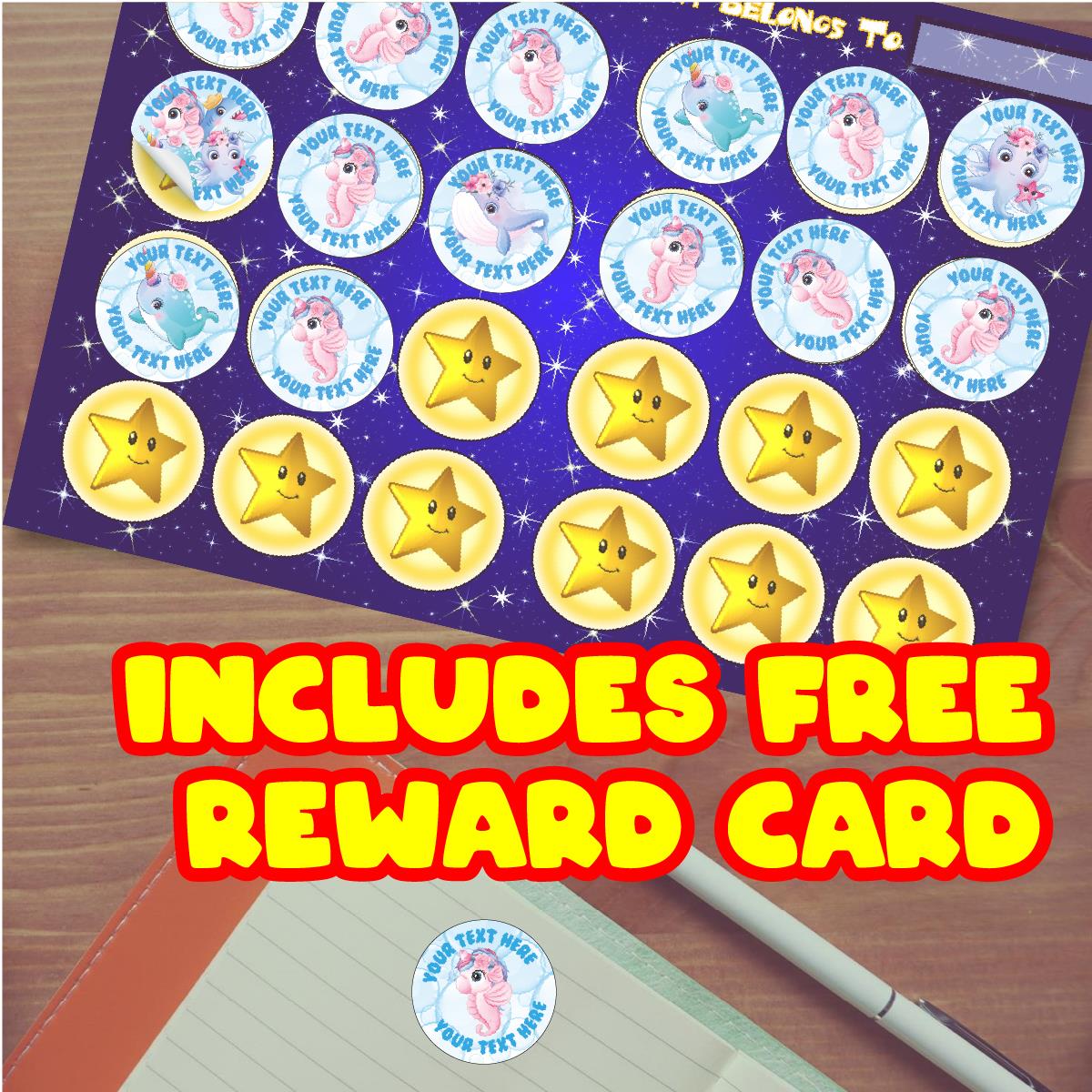 144 Ocean Friends Sea Themed Personalised 30mm Stickers - Reward Stickers for schools, nursery, teachers, parents