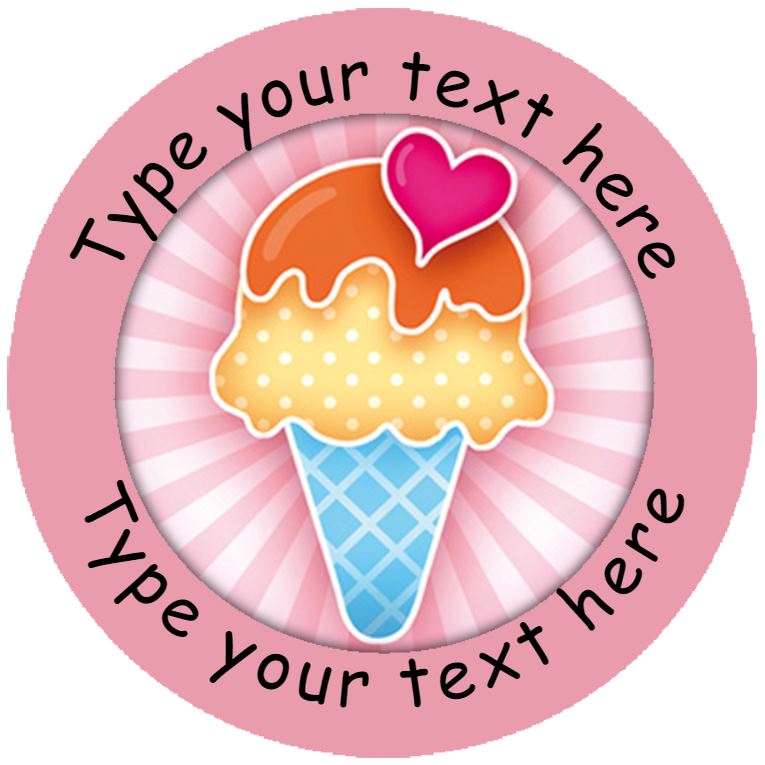 144 Personalised Summer Ice Cream 30mm Reward Stickers for School Teachers, Parents and Nursery