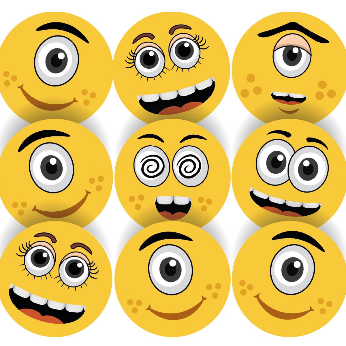 144 Yellow Monster Face Stickers - 30mm - Glossy Reward Stickers for Teachers & Parents