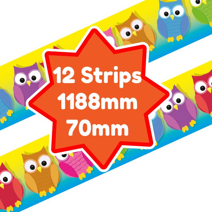Colourful Owls Classroom Trimmers 14.25m long Notice Board Display Borders