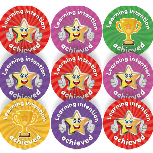 144 Learning Intention Achieved - 30mm - Glossy Reward School Stickers for Teachers & Parents