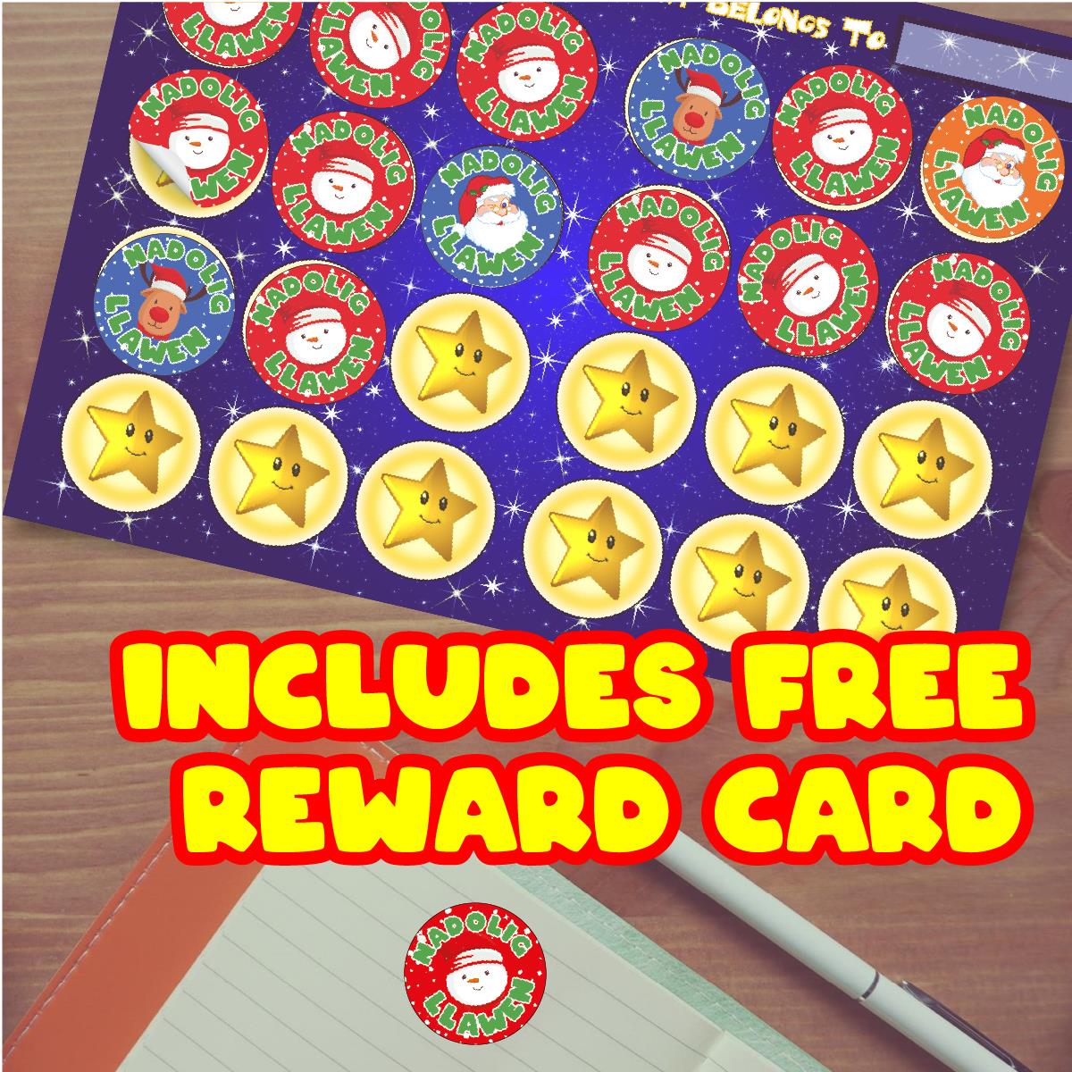144 Welsh Christmas/Nadolig Llawen Characters 30mm Reward Stickers for Teachers, Parents