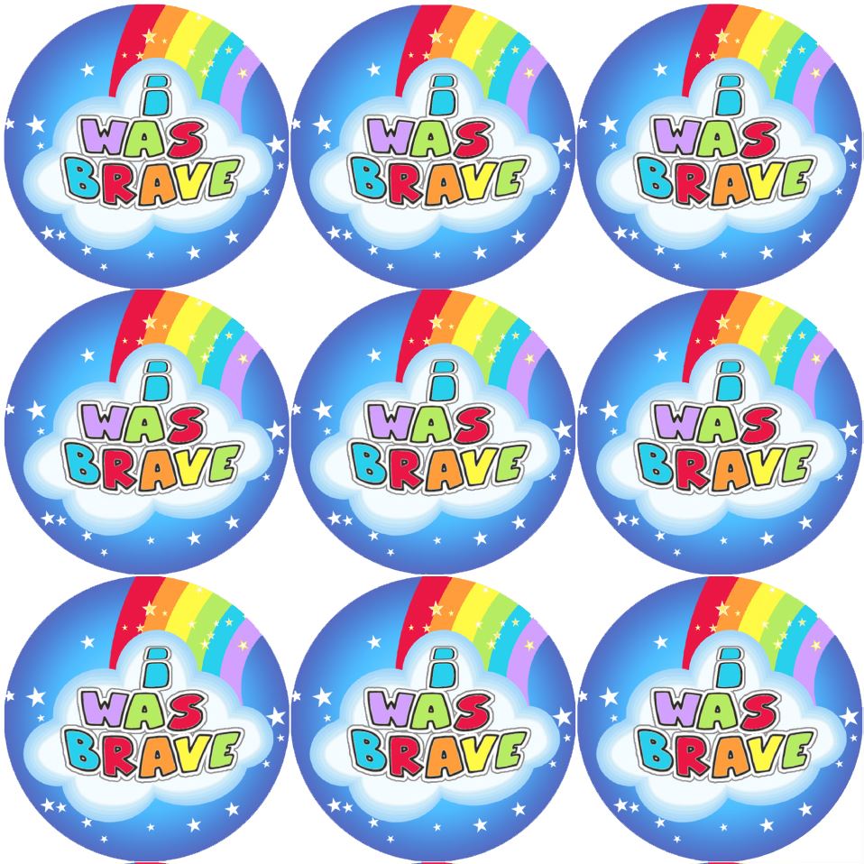144 I Was Brave Rainbows 30mm Children's Bravery Reward Stickers for Teachers or Nurses