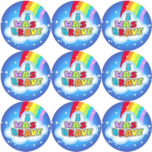 144 I Was Brave Rainbows 30mm Children's Bravery Reward Stickers for Teachers or Nurses