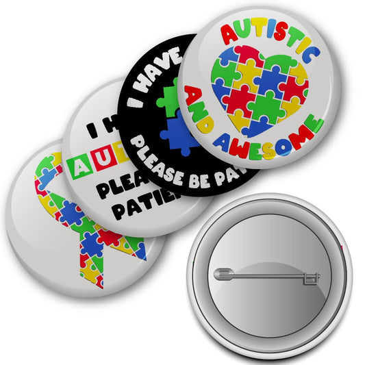 Autism Button Badges (Pack of 20 Pin Badges - 38mm) Autistic Awareness