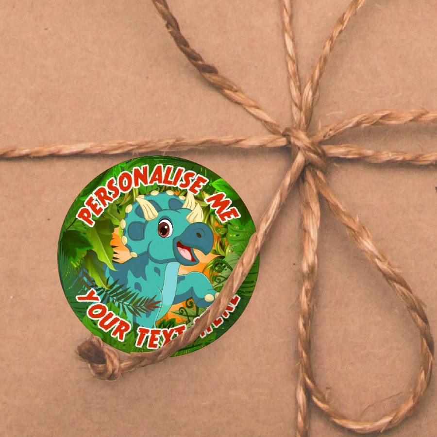144 Personalised 30mm Jurassic Dinosaur Reward Stickers for School Teachers, Parents and Nursery