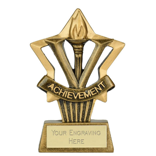 Mini Star Plus Achievement  Award Trophy 10cm Resin FREE engraving and Certificate