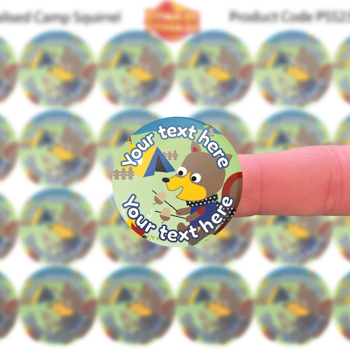144 Personalised Camp Squirrels 30mm Forest School Scout Reward Stickers for School Teachers, Parents and Nursery