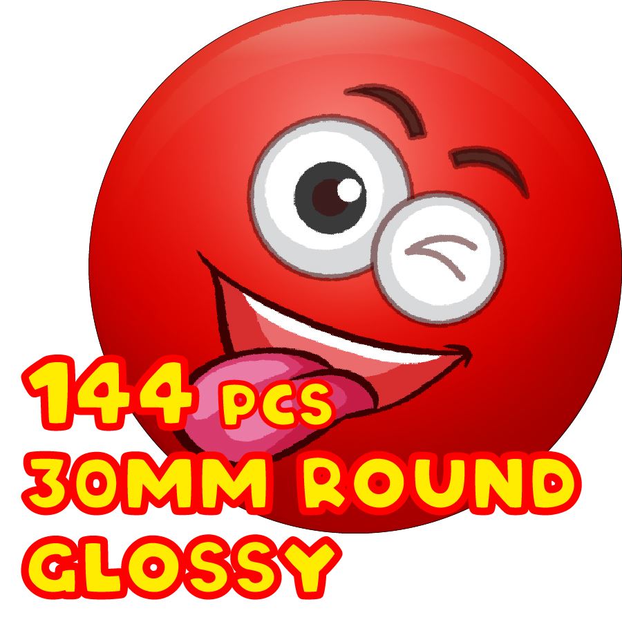 144 Red Clown Nose - 30mm - Glossy Reward Stickers for Teachers & Parents