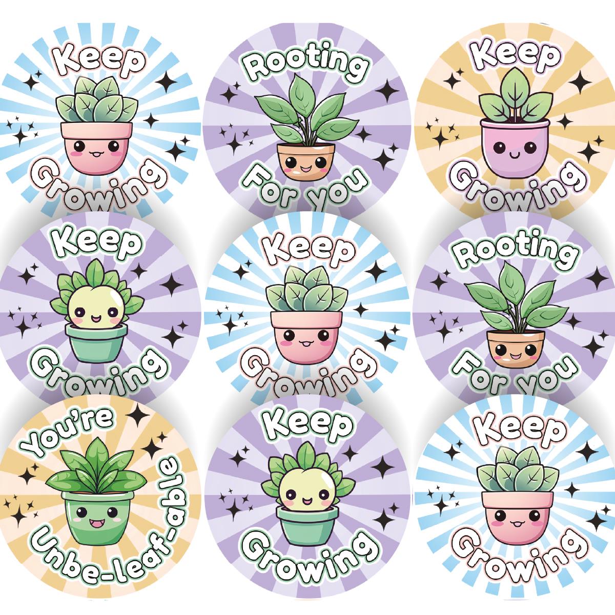 144 Positive Plants Reward Stickers 30mm Positivity Reward Stickers for Teachers or Parents