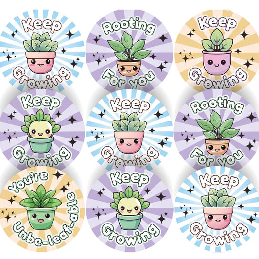 144 Positive Plants Reward Stickers 30mm Positivity Reward Stickers for Teachers or Parents