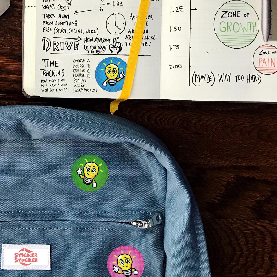 144 Great Idea Lightbulb 30mm Stickers for Teachers, Parents and Party Bags